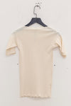 BASERANGE Round neck ruffled ribbed cotton T-shirt TOPA series collection France BAS-TOPA-WA-WI22-MI Beige TOPA-RB-000